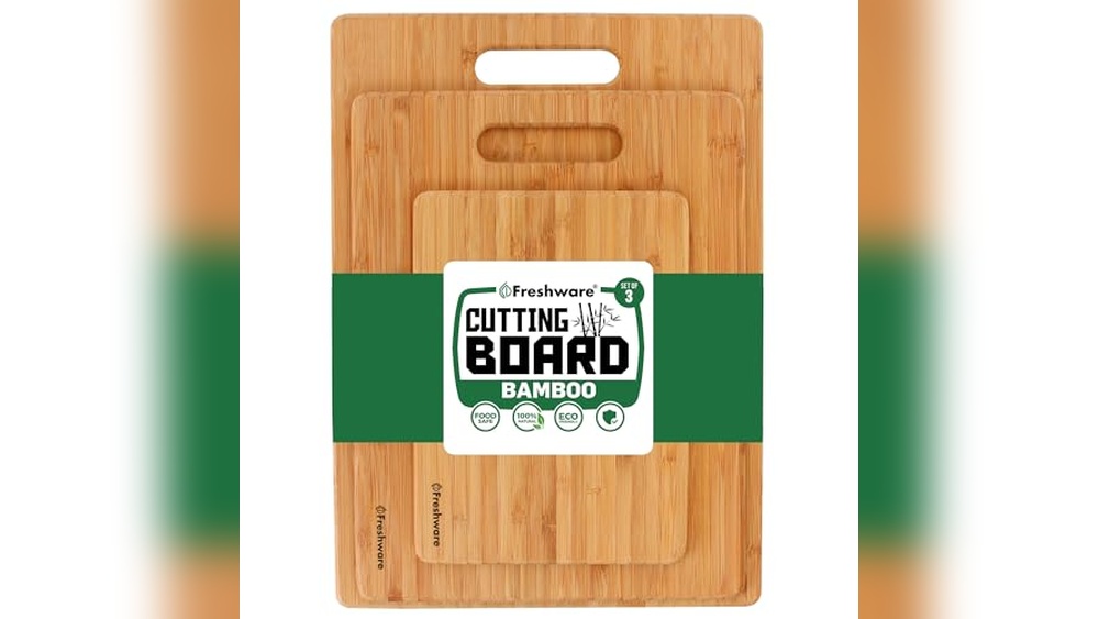 Freshware Bamboo Cutting Board Set of 3: Durable & Knife Friendly