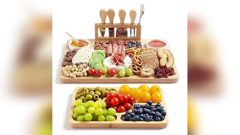ROCIRLAB Bamboo Charcuterie Board & Knife Set