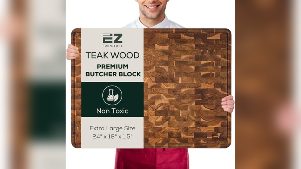 EZ FURNITURE XL Teak Cutting Board: Durable & Safe