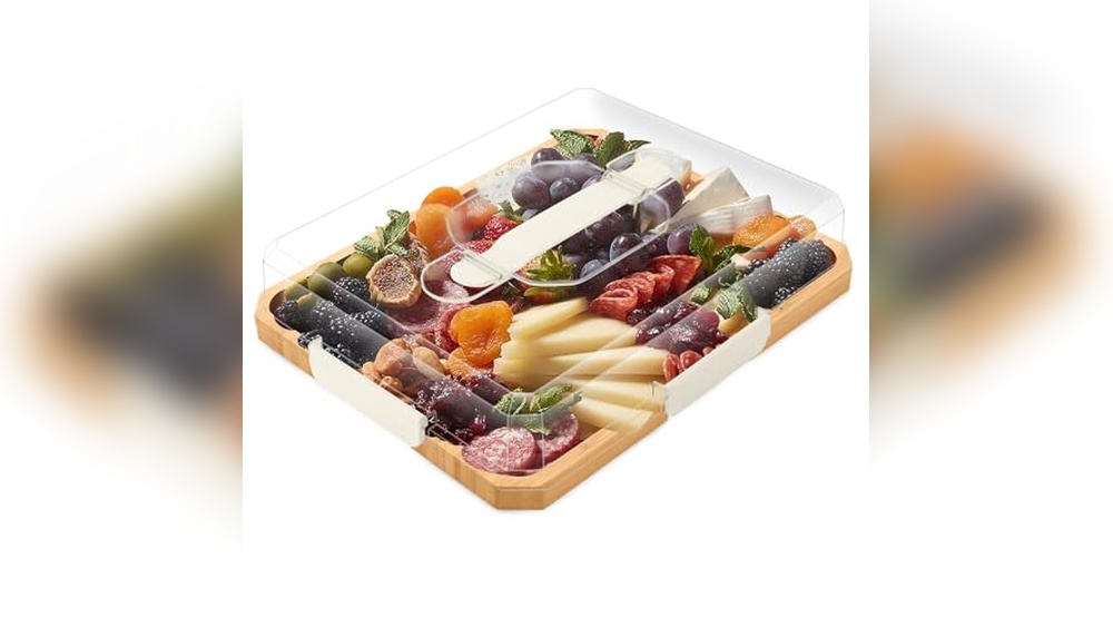 Top Charcuterie Board with Lid: Portable Bamboo Snack Box