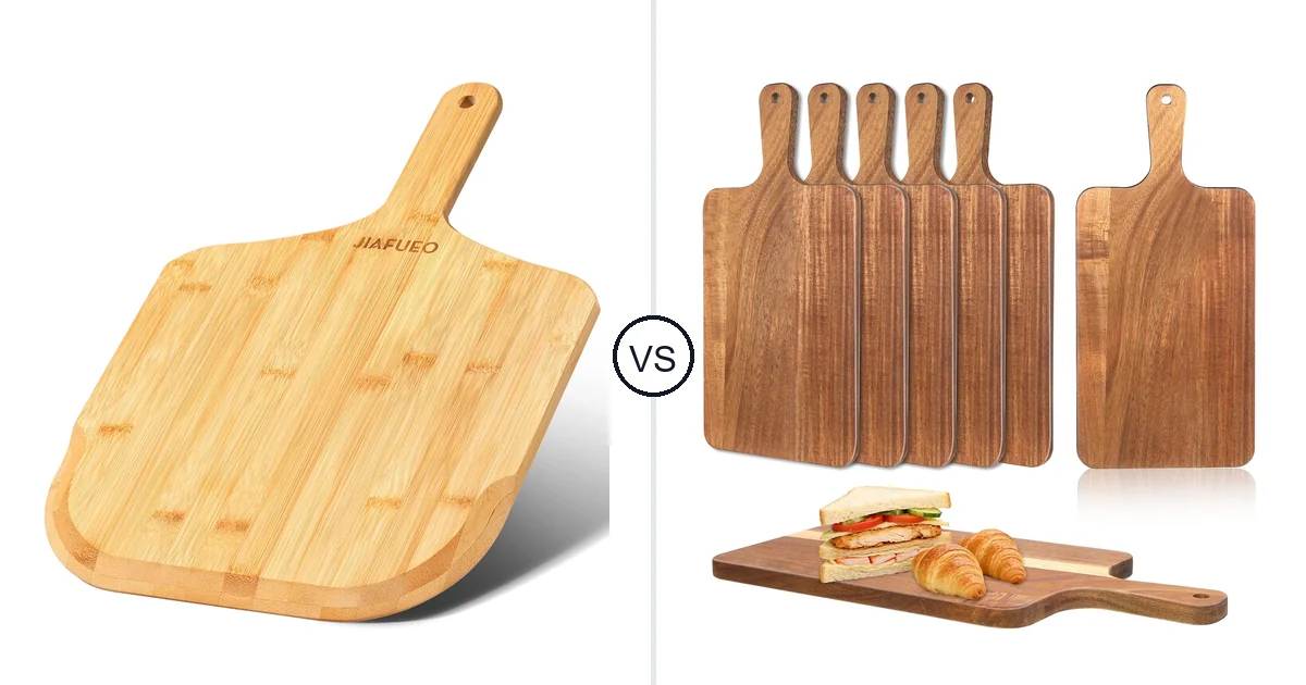 JIAFUEO Pizza Peel 12 Inch vs Lyksgir 6 Pcs Acacia Wood