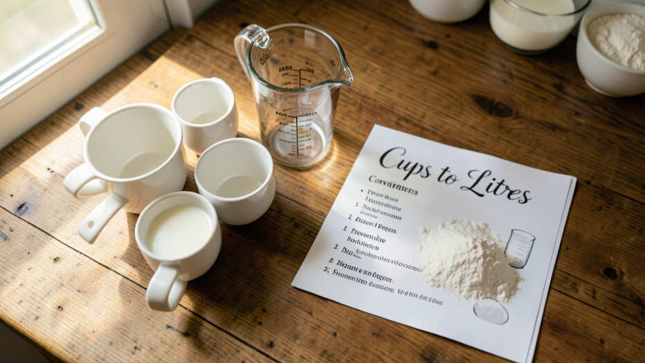 At a Glance: Cups to Litres Conversion Table