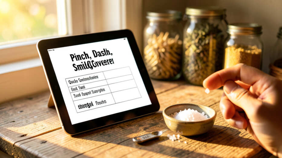 Quick Conversion Table for Pinch, Dash, and Smidgen